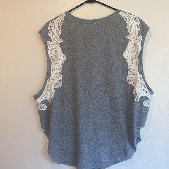 Free People We The Free top grey with lace detail size M - Picture 8 of 12